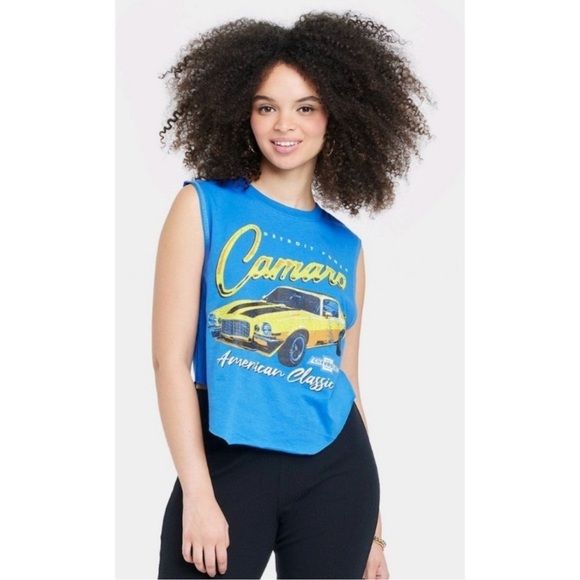 Blue Camaro Graphic Crop Top - Picture 1 of 9